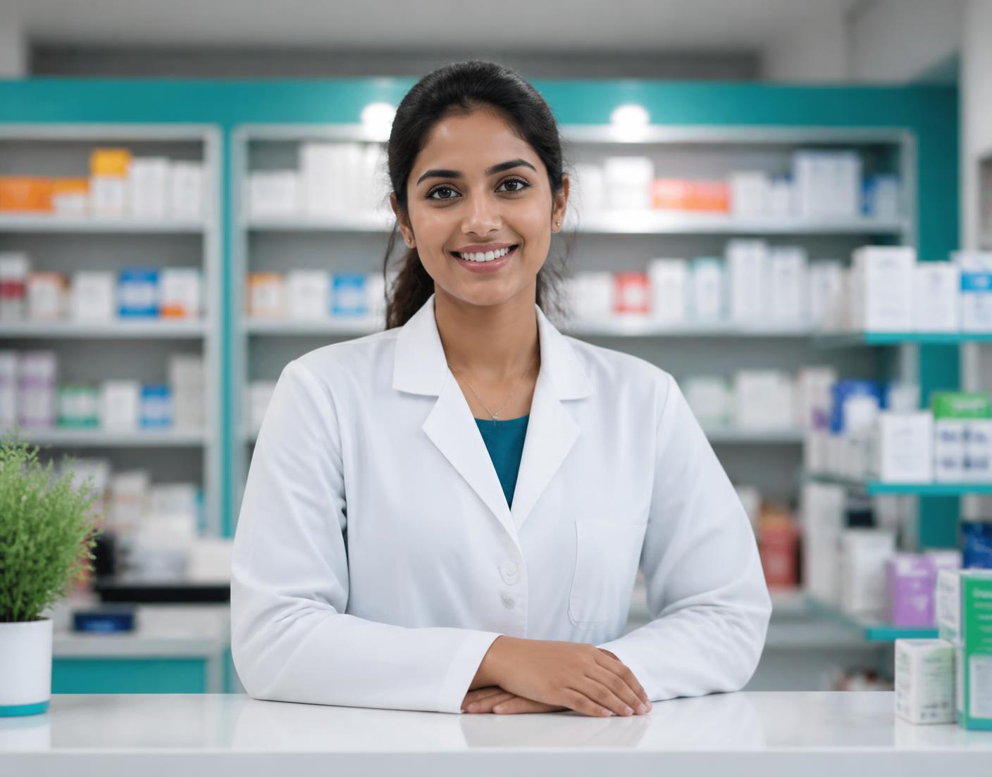 Pharmacist at MedZyn Pharmacy Devarakonda Telangana helping a customer with medicines